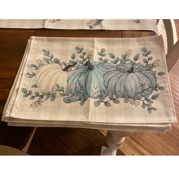 Pumpkin Placemats 8pc Fall Table Decor Thanksgiving Halloween Plaid Decorations - Picture 4 of 8